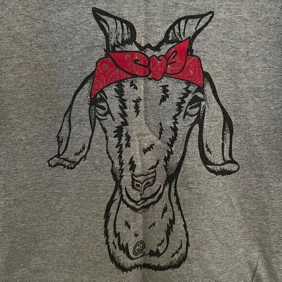 Gildan Women's Girlie‎ Girl Goat Graphic Print Pullover Short Sleeve Gray Large - Picture 3 of 6